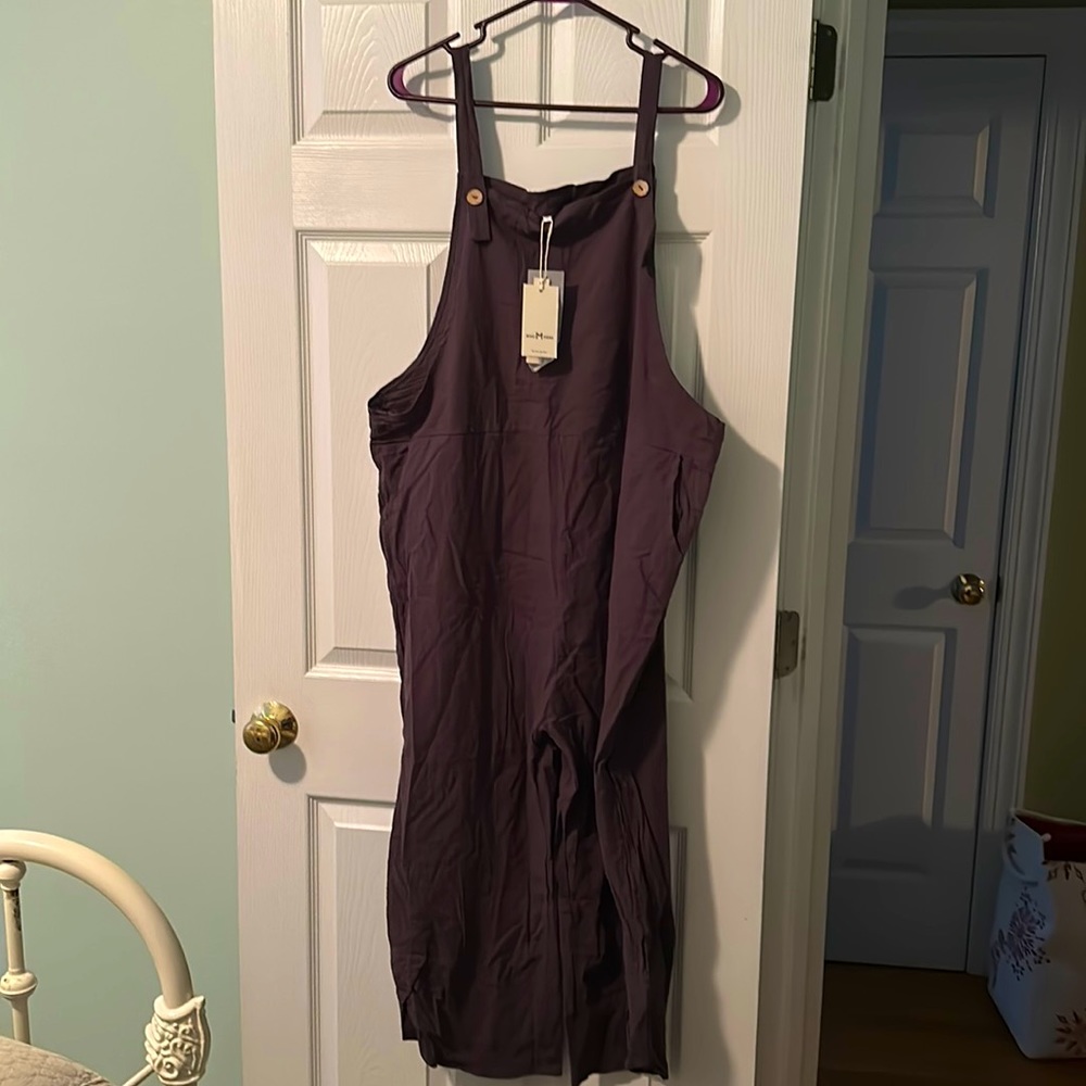 NWT MagiModae Plum Color, 100% Cotton Overalls, Sz 3X